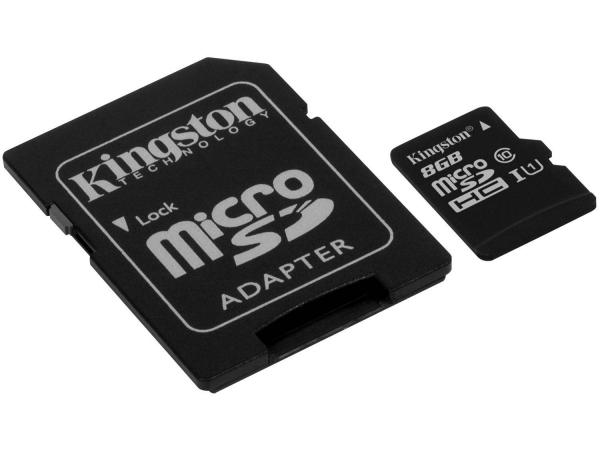 Tudo sobre 'Cartão de Memória 8GB Micro SDHC com Adaptador - Kingston SDC10'