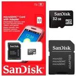 Cartão de Memória + Adaptador SD Sandisk Original 32Gb para Celular Samsung J7 Classe 4