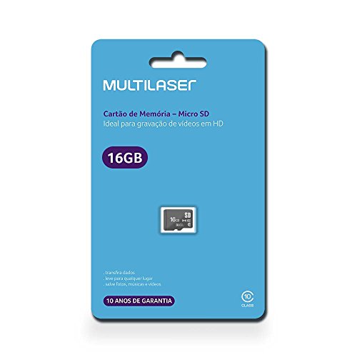 Cartão de Memória Classe 10 16GB Preto Multilaser - MC143
