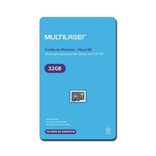Cartão de Memória Classe 10 32Gb Multilaser - Mc145 Mc145