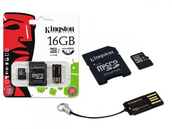 Cartao de Memoria Classe 10 Kingston Mbly10g2/16gb Multikit 16gb Micro Sdhc+adaptador Sd+adaptadorus