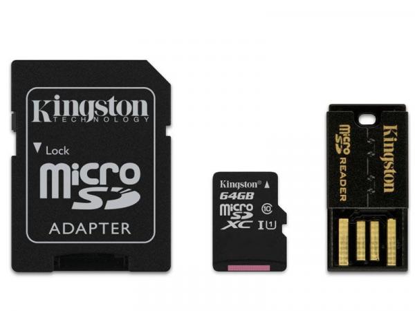 Cartao de Memoria Classe 10 Kingston Mbly10g2/64gb Multikit 64gb Micro Sdhc+adaptador Sd+adaptadorus