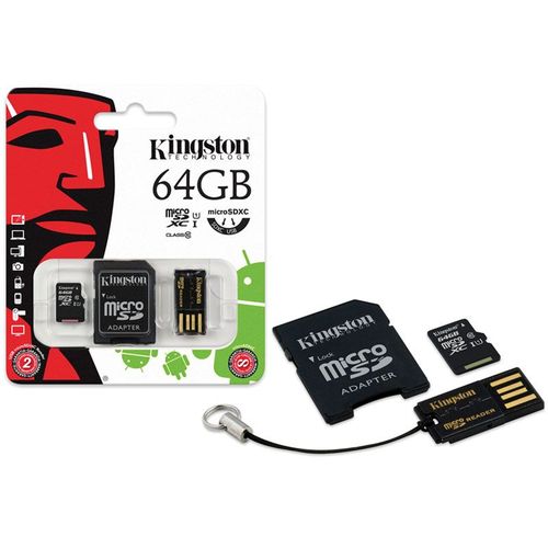 Cartao de Memoria Classe 10 Kingston Mbly10g2/64gb Multikit 64gb Micro Sdhc+adaptador Sd+adaptadorus