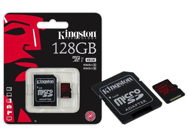 Cartao de Memoria Classe 10 Kingston SDCA3/128GB Micro SDXC 128GB UHS-I U3 com Adaptador SD