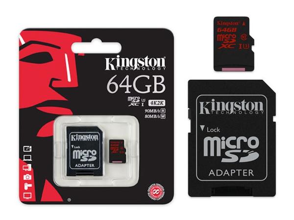 Cartao de Memoria Classe 10 Kingston Sdca3/64gb Micro Sdxc 64gb Uhs-i U3 com Adaptador Sd