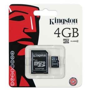 Cartao de Memoria Classe 4 Kingston Sdc4/4Gb Micro Sdhc 4Gb com Adaptador Sd