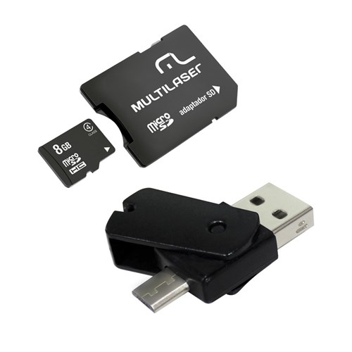 Cartão de Memória com Adaptador Pendrive Dual Otg e Sd 8Gb Mc130 Multilaser