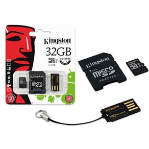 Cartao de Memoria Classe 10 Kingston MBLY10G2/32G Multikit 32GB Micro Sdhc+adaptador Sd+adaptador USB