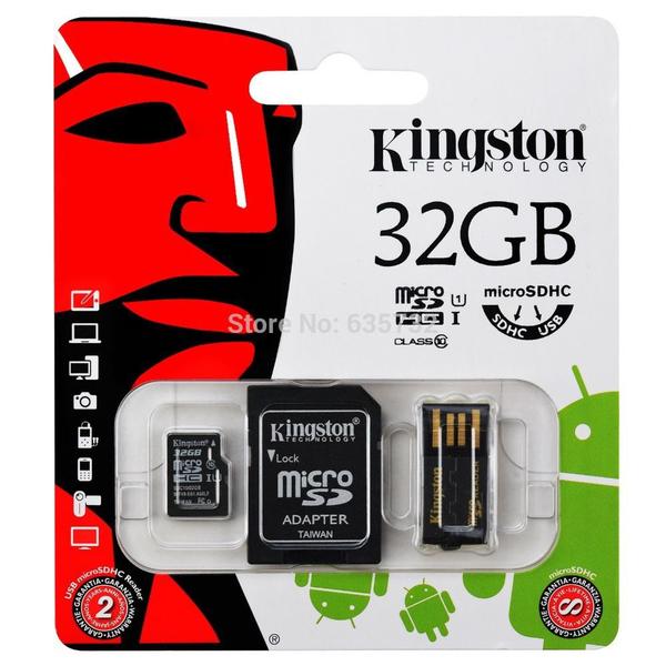 Cartão de Memória 32GB Kingston + Adaptador SD + Adaptador MBLY10G2/32GB