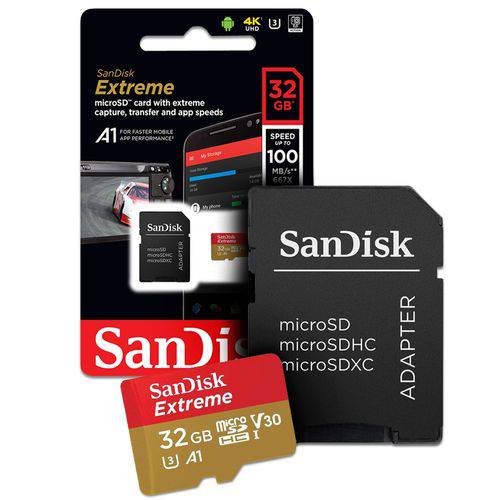 Tudo sobre 'Cartão de Memoria 32gb Micro Sd com Adapt Cl10 100mb/s Sdsqxaf-064g Sandisk Extreme'