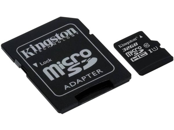 Cartão de Memória 32GB Micro SDHC com Adaptador - Kingston SDC10