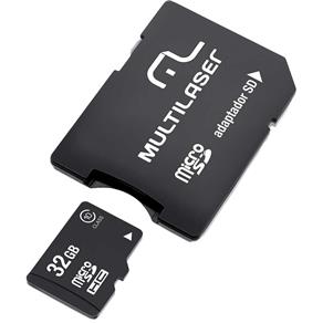 Cartão de Memória 32GB Micro SDHC com Adaptador MC111 Classe 10 MULTILASER