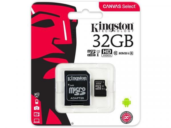 Cartao de Memoria 32gb Microsd Kingston Classe 10 com Adaptador - Sdcs/32gb
