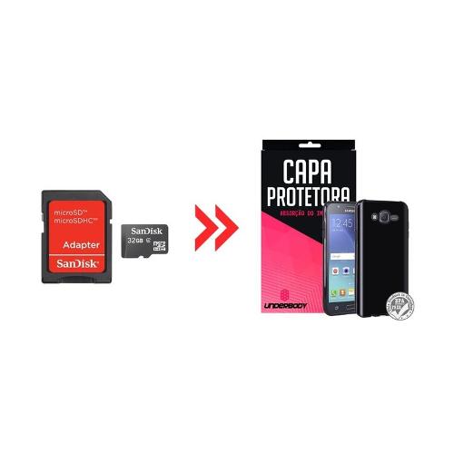 Cartão de Memória 32gb para Samsung Galaxy J7 e Capa Preta - Underbody