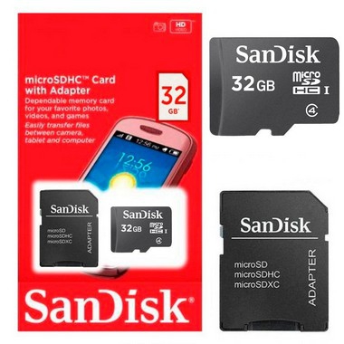 Cartao de Memoria 32gb Sandisk Micro Sd C/ Adapt