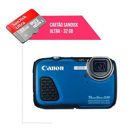 Cartão de Memória 32gb Ultra para Câmera Canon Powershot D30