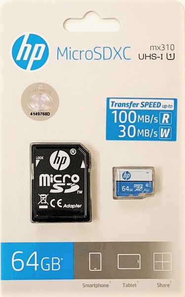 Cartão de Memória HP Micro SDHC 64Gb com Adaptador Classe 10