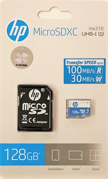 Cartão de Memória HP Micro SDXC 128Gb com Adaptador Classe 10