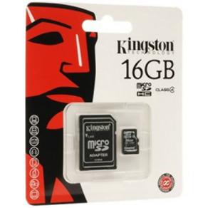 Cartão de Memória Kingston 16GB Micro SD com Adaptador