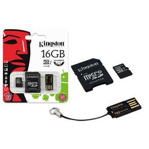 Cartão de Memória Kingston 16GB Micro SDHC Class 10 com 2 Adaptadores - MBLY10G2/16GB