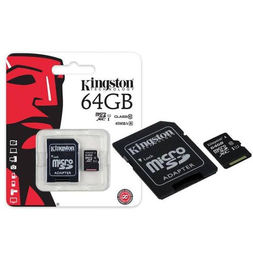 Cartão de Memória Kingston 64Gb Micro Sd com Adaptador SD