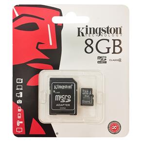 Cartão de Memória Kingston 8GB MicroSDHC com Adaptador SD (classe 4)