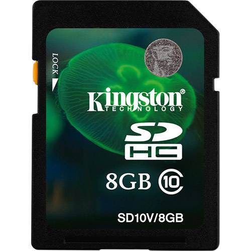 Tamanhos, Medidas e Dimensões do produto Cartão de Memória Kingston 8GB SDHC para HD Video (classe10) - SD10V/8GB