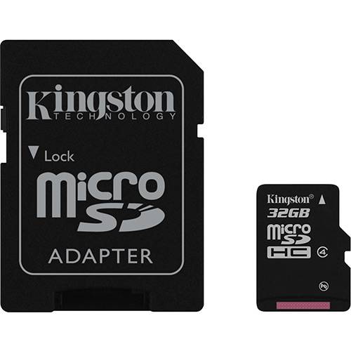 Tamanhos, Medidas e Dimensões do produto Cartão de Memória Kingston 32GB MicroSDHC com Adaptador SD (classe 4)