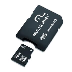 Cartão de Memória Micro SD 16GB + Adaptador SD Multilaser - MC110