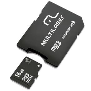Cartão de Memória Micro Sd 16Gb com Adaptador, Multilaser