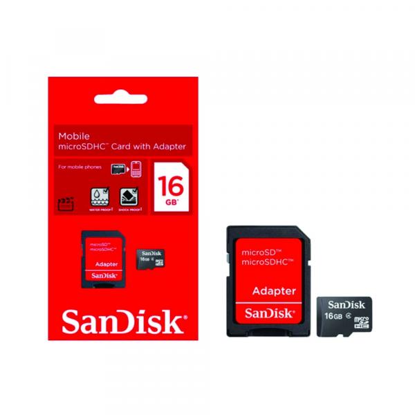 Cartão de Memória Micro SD 16GB Sandisk com Adaptador