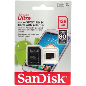 Cartão de Memória Micro Sd 128Gb 80Mb/S Ultra com Adaptador