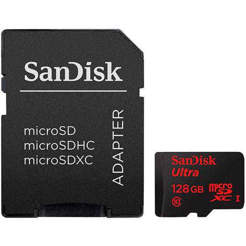 Tamanhos, Medidas e Dimensões do produto Cartão de Memória Micro SD 128GB SanDisk Ultra 48MB/s + Adaptador