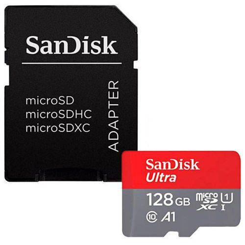 Cartão de Memoria Micro Sd 128gb Sandisk Ultra Classe 10 com Adaptador P/ Celular Camera de Ação