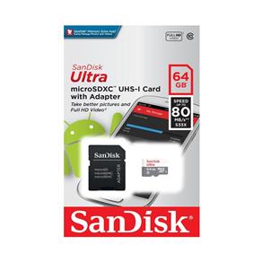 Cartão de Memória Micro SD 64GB Ultra Speed 80MB/S 533X - Sandisk