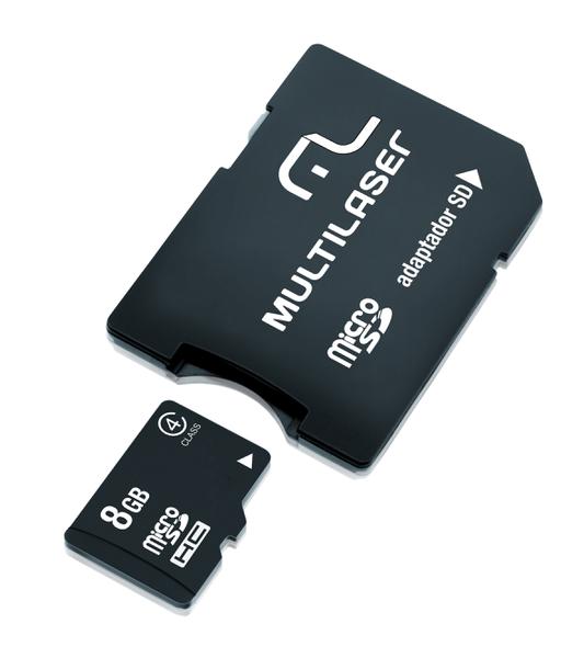 Cartão de Memória Micro SD 8GB + Adaptador SD Multilaser - MC004