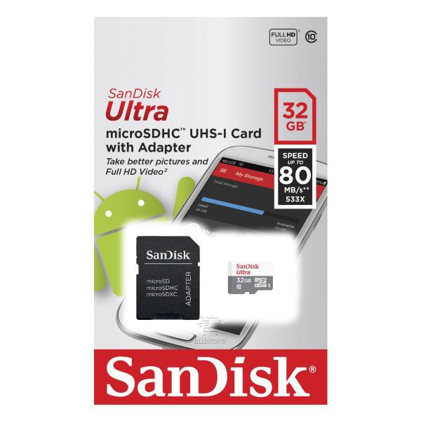 Cartão de Memória Micro SD 32GB Sandisk com Adaptador