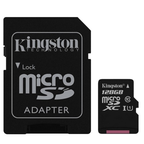 Cartão de Memória Micro SD Kingston 128GB Classe 10 + Adaptador - SDC10G2/128GB