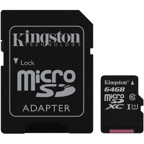 Cartão de Memória Micro Sd Kingston 64gb Classe 10 com Adaptador - Sdc10g2/64gb