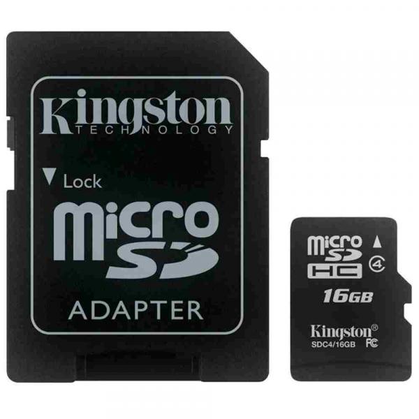 Cartão de Memória Micro SD KINGSTON SDC4/16GB 16GB com Adaptador