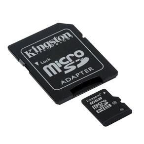 Cartão de Memória Micro SD Kingston16GB Classe 10 01 ADPT SDC10G2/16GB
