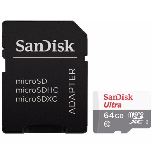 Cartão de Memória Micro SD Sandisk 64GB Ultra + Adaptador