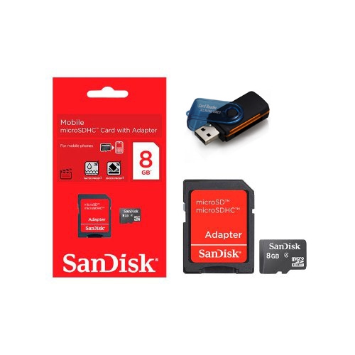 Cartão de Memória Micro SD SanDisk 8GB + Leitor 15 em 1