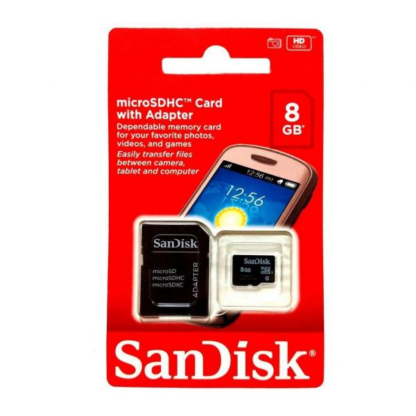 Cartão de Memoria Micro Sd Sandisk 8gb Original + Adaptador