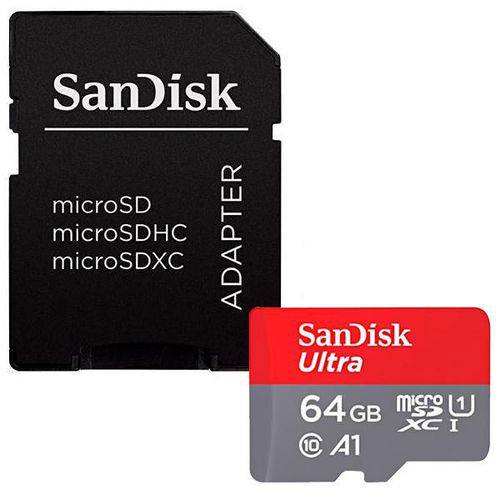 Cartão de Memória Micro Sd SanDisk Ultra Sdsquar-064G-GN6MA de 64GB Xc-I - Vermelho/Cinza