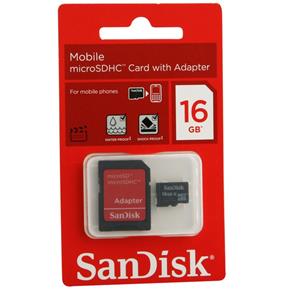 Cartão de Memória Micro SDHC 16GB + Adaptador SD - Sandisk