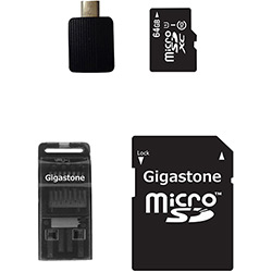 Cartão de Memória Micro SDHC 64GB + Kit Conectividade 4 em 1 Classe 10 - Gigastone