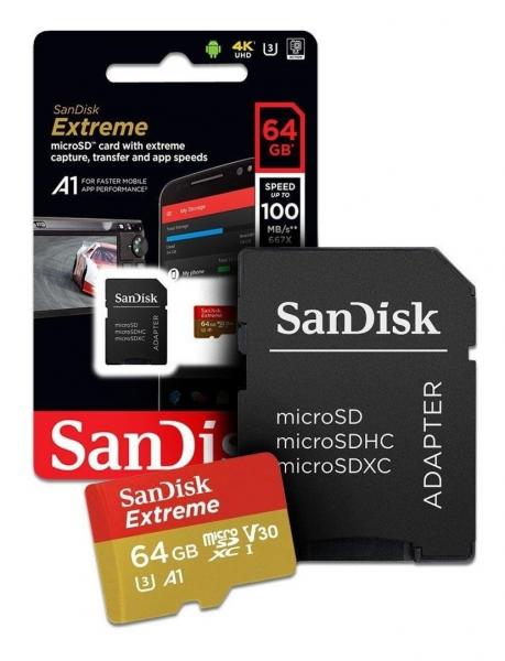 Cartão de Memória MicroSD 64GB Sandisk C10 Extreme