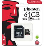 Cartão de Memória Microsd Canvas Select Kingston Sdcs 64gb