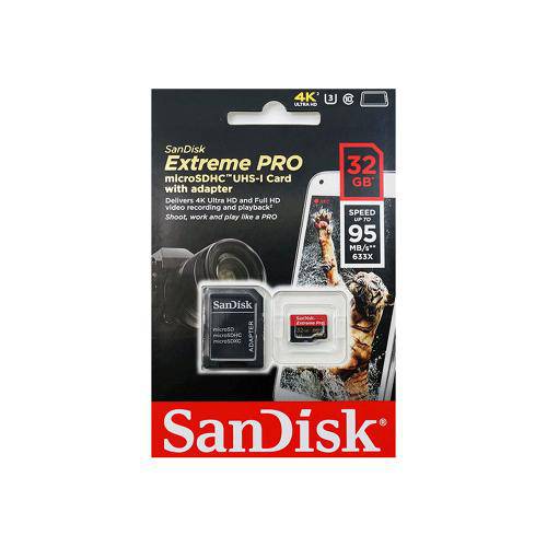 Tudo sobre 'Cartão de Memória MicroSD Card 32GB Extreme Pro Sandisk 4K Ultra HD e Full HD | SDSDQXP-032G-G46A'